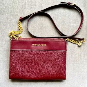 Michael Kors burgundy crossbody with gold chains